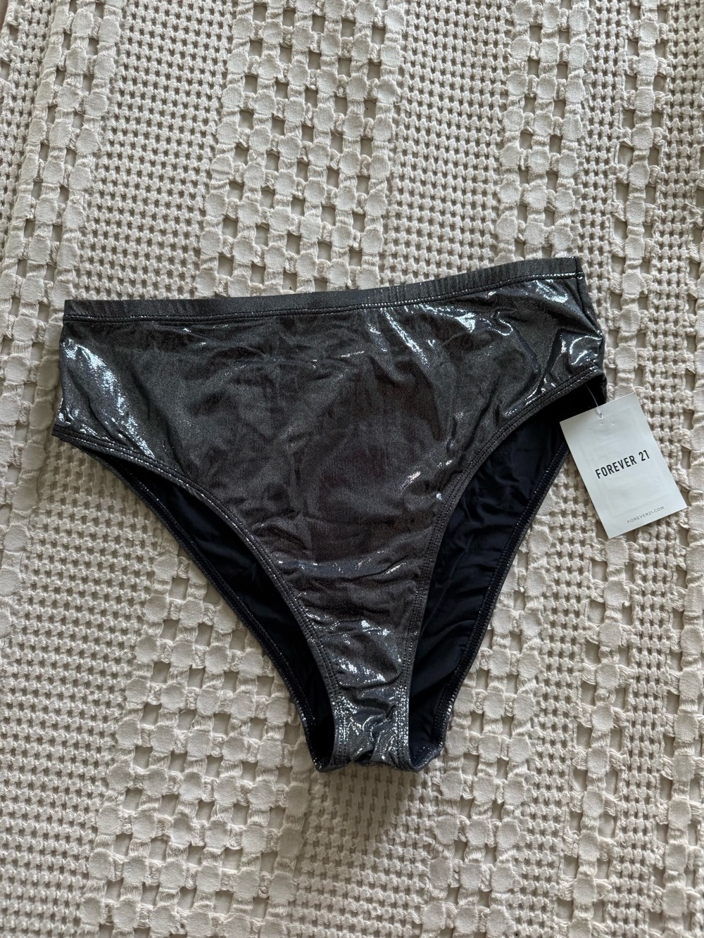 NEW Forever 21 Shimmery Charcoal High-Waist Panty Size M